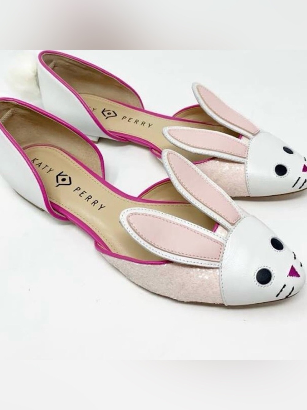 ISO!! Katy Perry Collections White & Pink Bunny D'Orsay Flats with Pink Trim